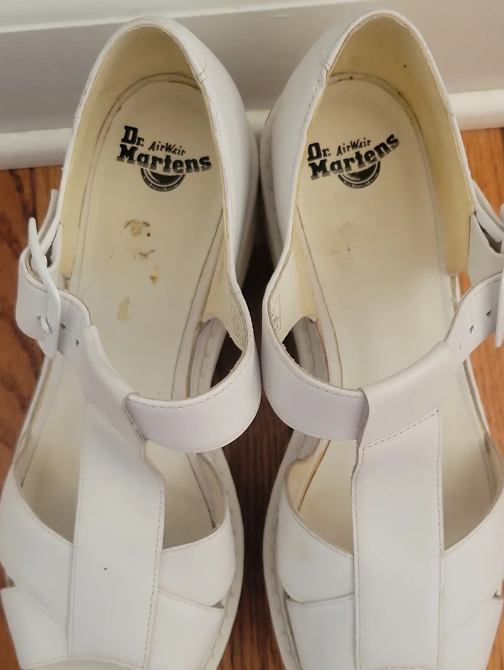 Dr. Martens Adaya White Platform Wedge Sandals with Buckle size 8